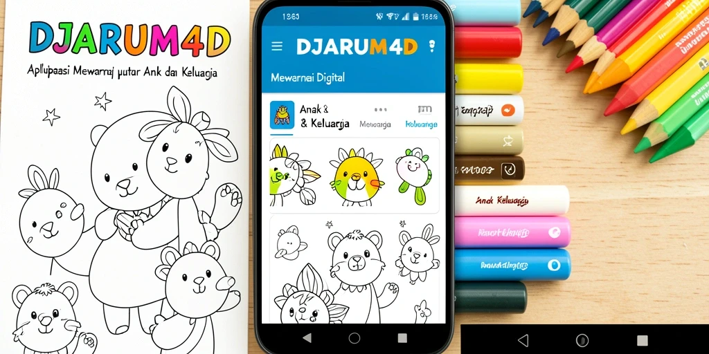 Screenshot utama DJARUM4D menampilkan antarmuka Mewarnai Digital yang penuh warna.