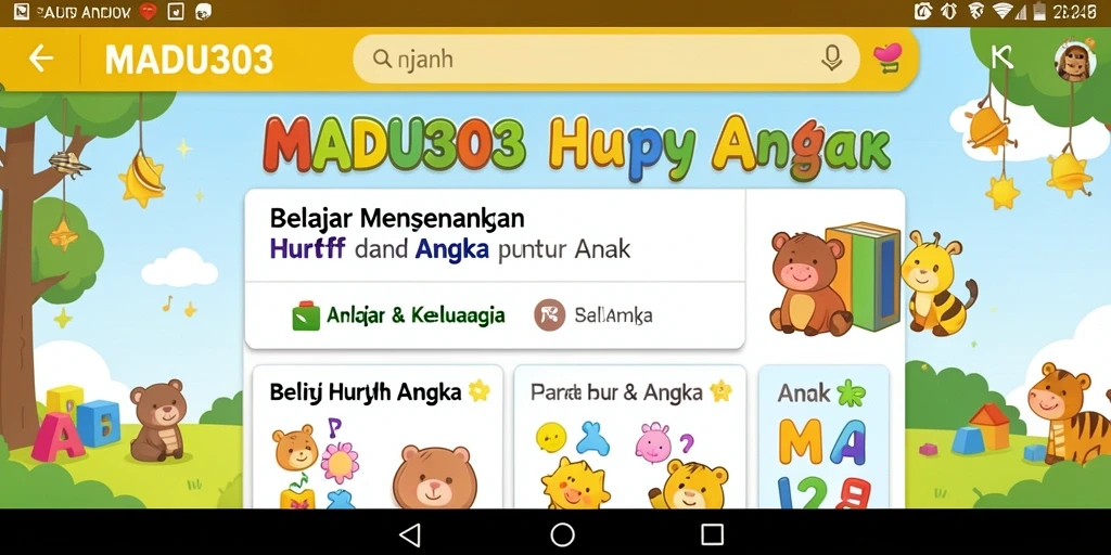 Tampilan antarmuka interaktif aplikasi Belajar Huruf Angka.