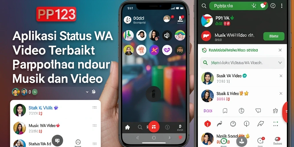 Screenshot utama PP123 menampilkan antarmuka pengeditan video Status WA.