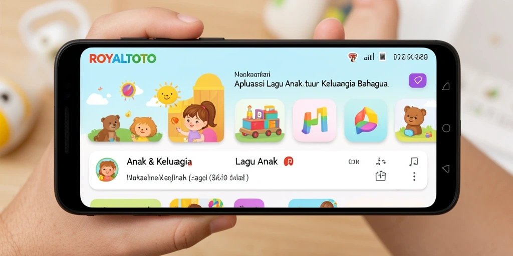 Tampilan antarmuka aplikasi ROYALTOTO dengan lagu-lagu anak.