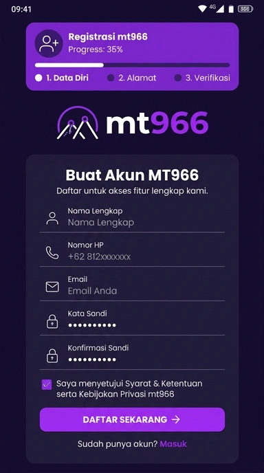 Tampilan halaman daftar mt966